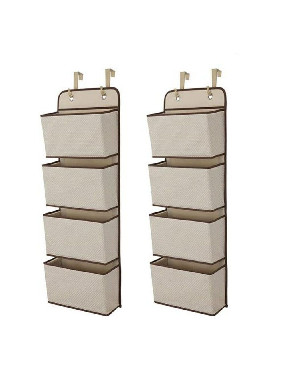 Over The Door Hanging Organizer 4 Pocket Storage Rack Set for Closet Wall